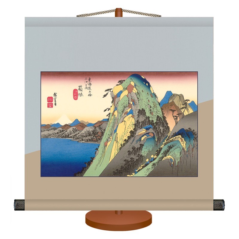 真作/歌川広重/隅田川春/海晏寺秋/双幅/杉共箱付/布袋屋掛軸HG-728 真作/歌川広重/隅田川春/海晏寺秋/双幅/杉共箱付/布袋屋