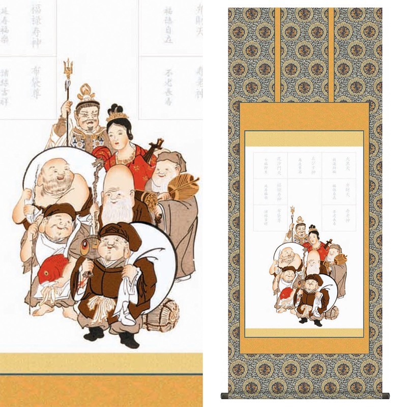 納経集印掛軸 七福神巡礼 本格表装掛軸タイプ 本紙：特製布地