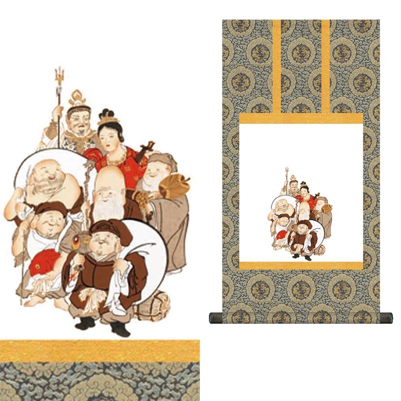 【真作】幹古/七福神図/大幅/横物/掛軸/名家伝来/AA-566 真作】幹古/七福神図/大幅/横物/掛軸/名家伝来/AA-566