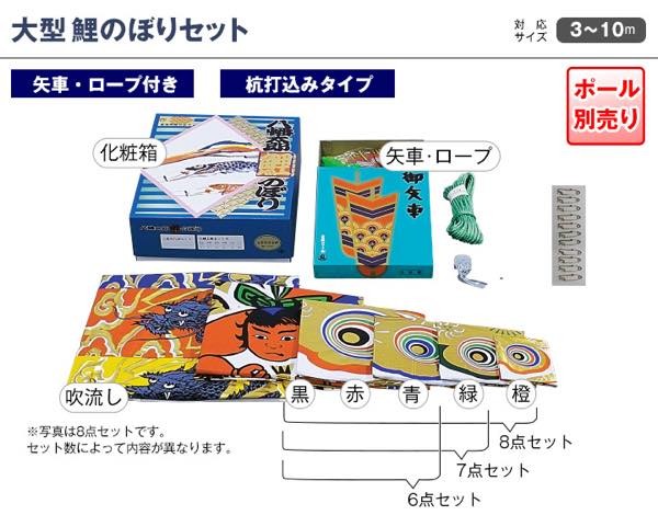 鯉のぼり 庭園用 村上 鯉幟 「ナイロン 5m8点セット 」 : 人形広場