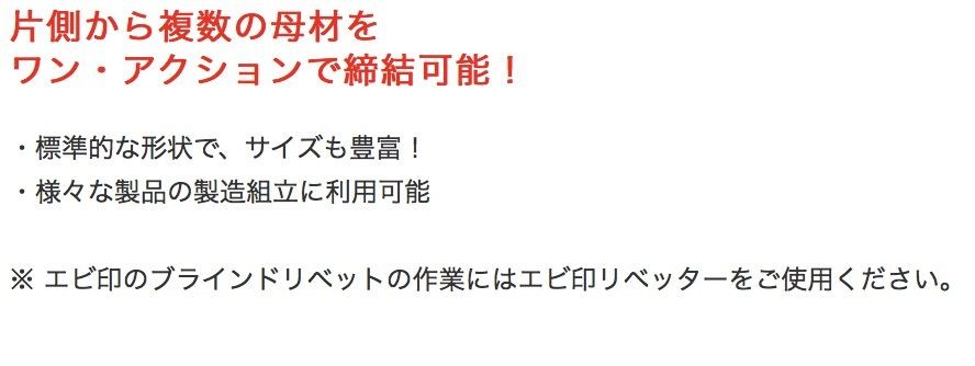 選ぶなら エビ ブラインドリベット(1000本入) ステンレス／スティール 4-6 ブラインドリベット  レビューを書いてクーポンをもらう:はい（入力確認後メールにてクーポンを差し上げます）