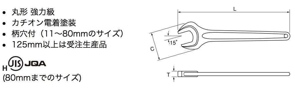 予約】 ASH 丸形片口スパナ強力タイプJISH17ｍｍ SS0017 discoversvg.com