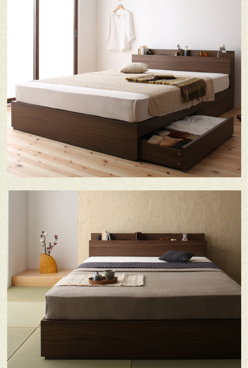 販売価格の低下 ロングセラー 人気 ベッド ベッドフレーム マットレス付き 収納付き 木製ベッド コンセント付き 収納ベッド マットレス付き ダブル 組立設置付