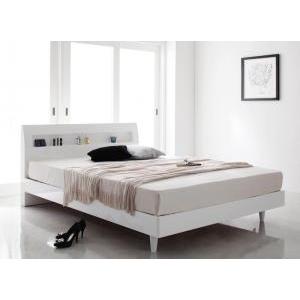 鏡面光沢仕上げ 棚・コンセント付きモダンデザインすのこベッド プレミアムポケットコイルマットレス付き ダブル 組立設置付(44458円)