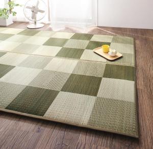 自然素材ラグ 厚みが選べる3タイプ 純国産ブロック柄い草ラグ ウレタン12mm 140×200cm