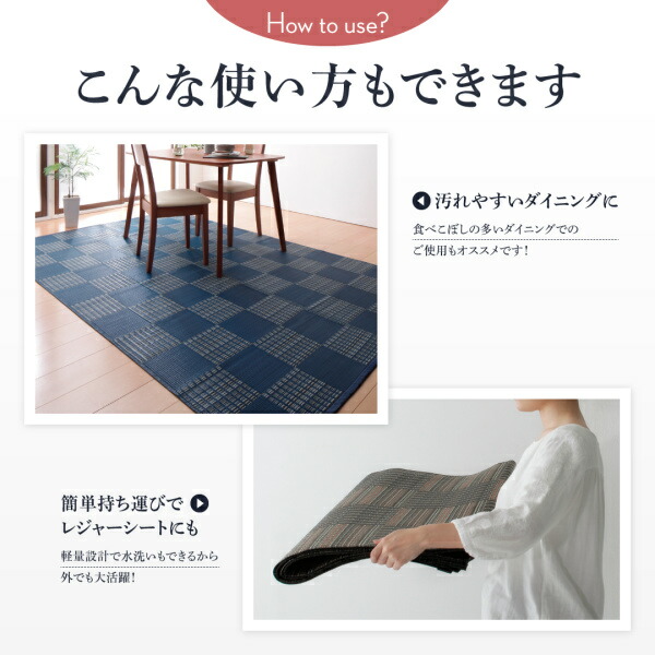 洗える ラグ カーペット 日本製 PP ポリプロピレン アトピー ダイニング ダイニングラグ キャンプ アウトドア 和モダン 江戸間6畳(261×352cm)