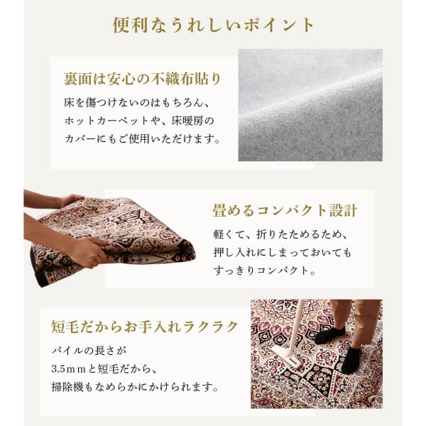 ラグ ベルギー製モケット織クラシックデザインラグ 190×190cm_10