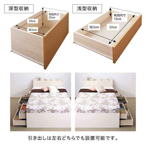 国産 多機能頑丈すのこチェストベッド 薄型抗菌国産ポケットコイルマットレス付き セミダブル 【Inclined】