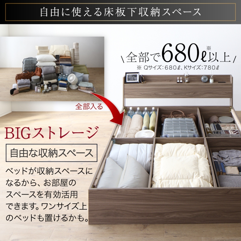 ベッド クイーンベッド クイーン ベット マットレスセット 収納ベッド