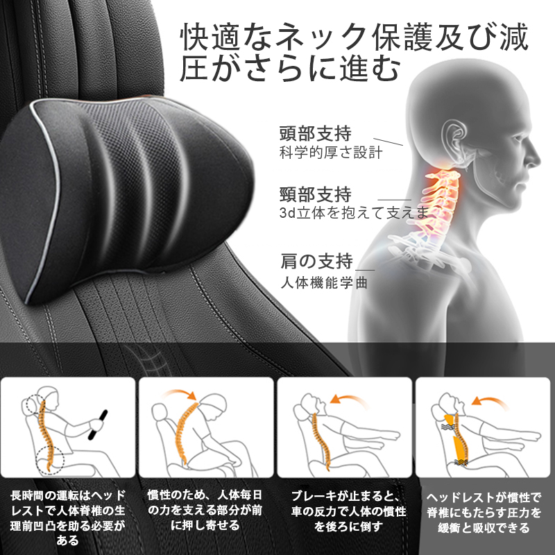 【あす楽翌日配達対応】Meikaso 車 ネックパット ネックピロー ヘッドレスト 低反発 首枕 ネッククッション 首サポート |  | 07