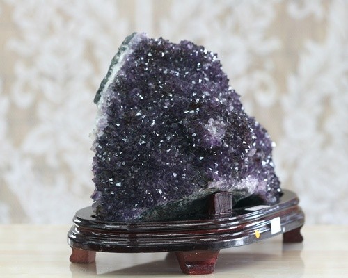 原石集束力量之石天然石紫晶集束紫水晶原石专用木台附着簇-日本购购