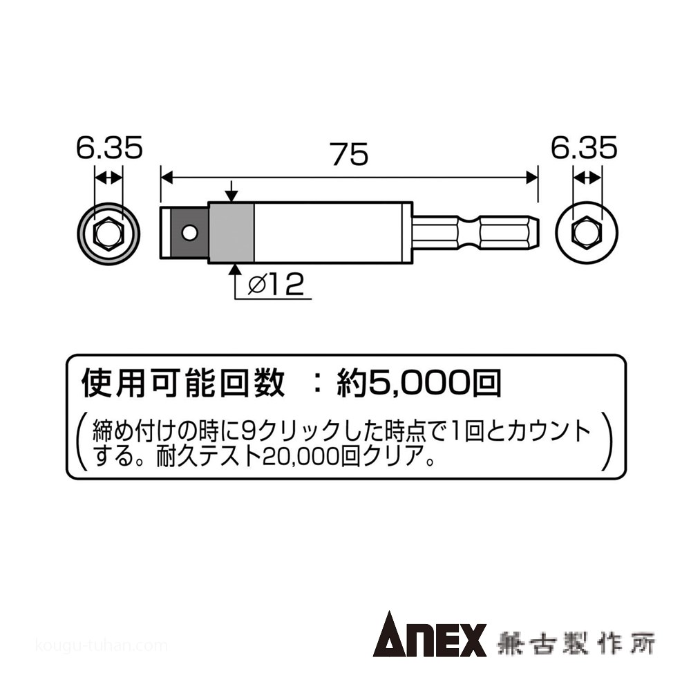ANEX ATA-M6 電気工事用トルクアダプター M6｜kougu-tuhan｜04