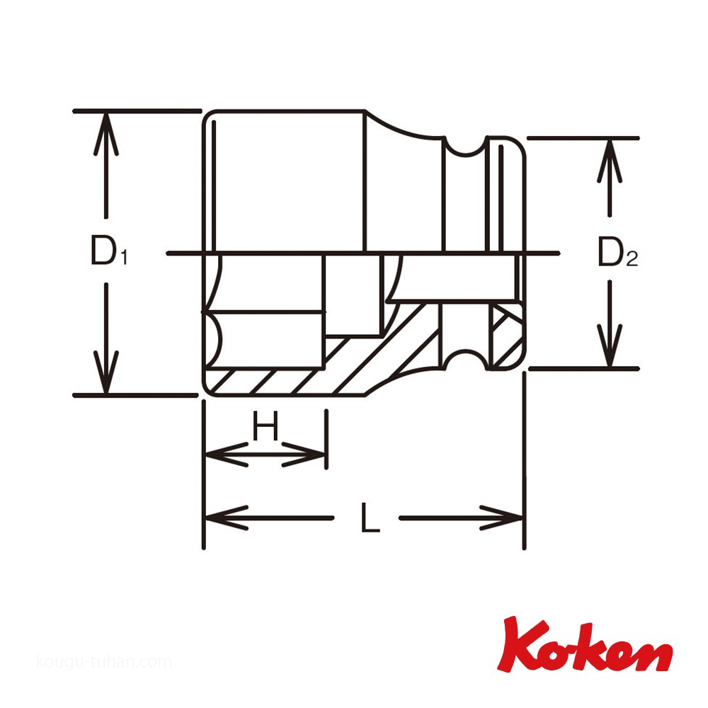 コーケン 18400M-39 1"インパクト6角ソケット 39mm｜kougu-tuhan｜02