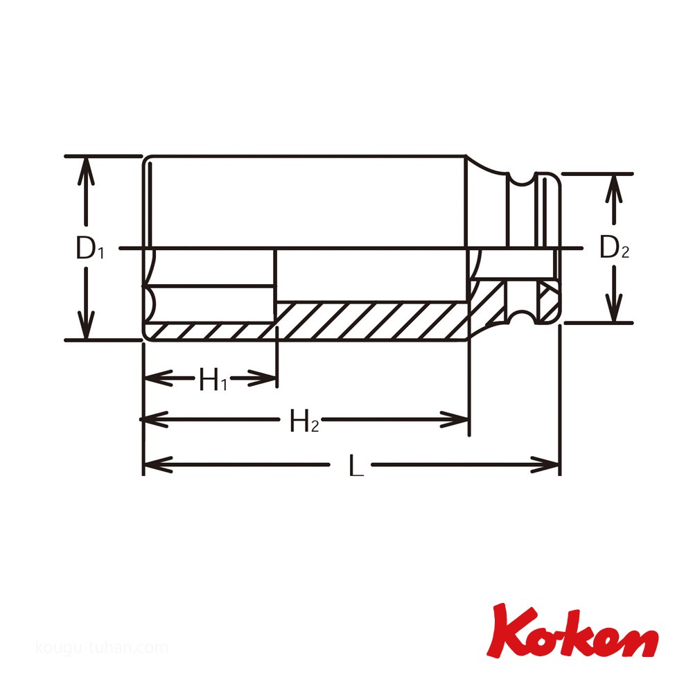 コーケン 18301M-47 1"インパクト6角ディープソケット/薄肉47mm｜kougu-tuhan｜02