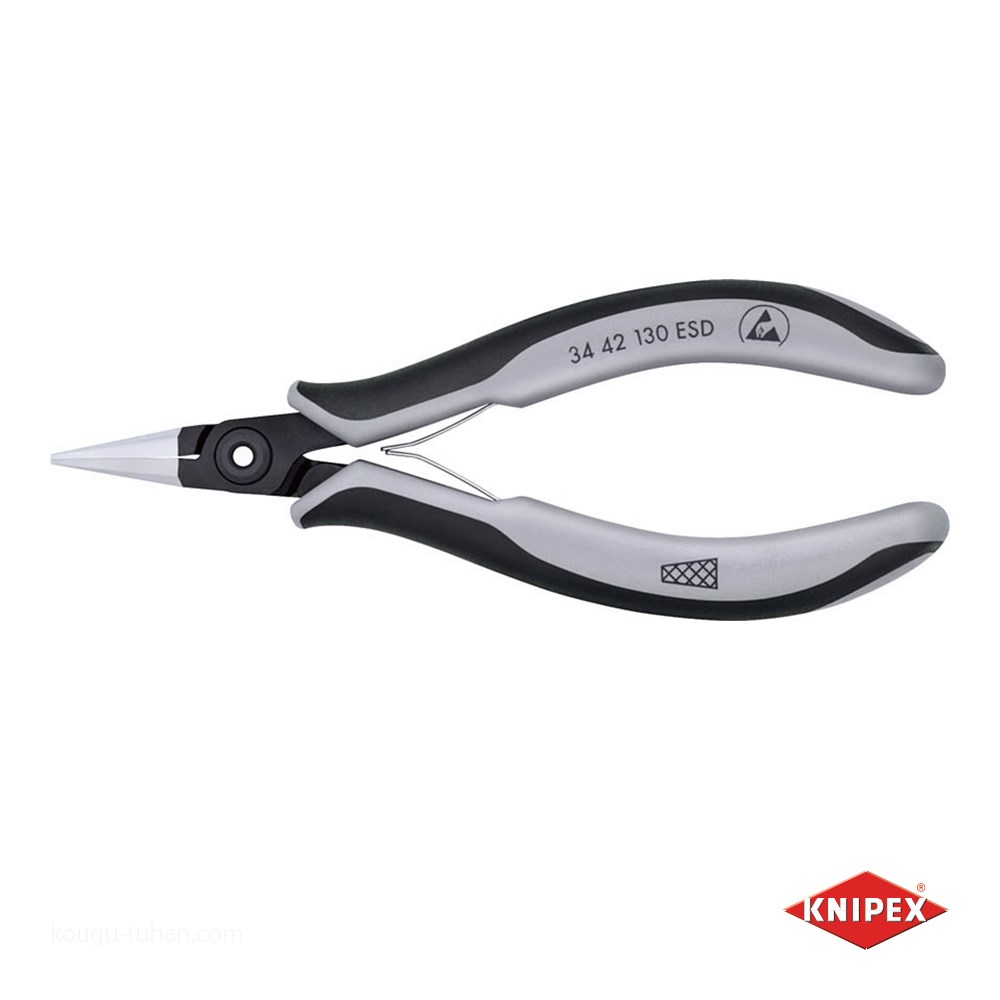 KNIPEX 3442-130ESD 精密プライヤー ヒラ クロスメッシュ : 工具通販