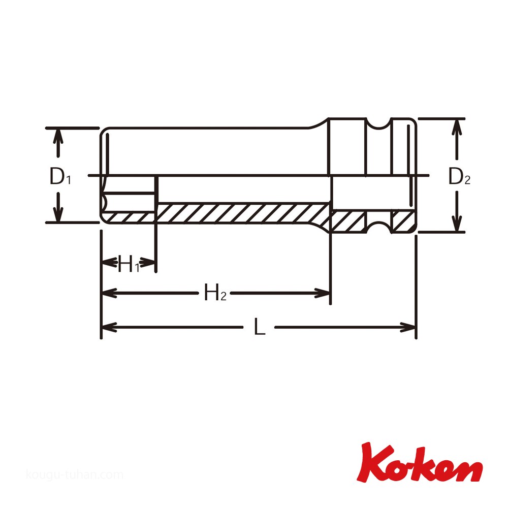 コーケン 16301M-33 3/4"インパクト6角ディープソケット/薄肉｜kougu-tuhan｜02