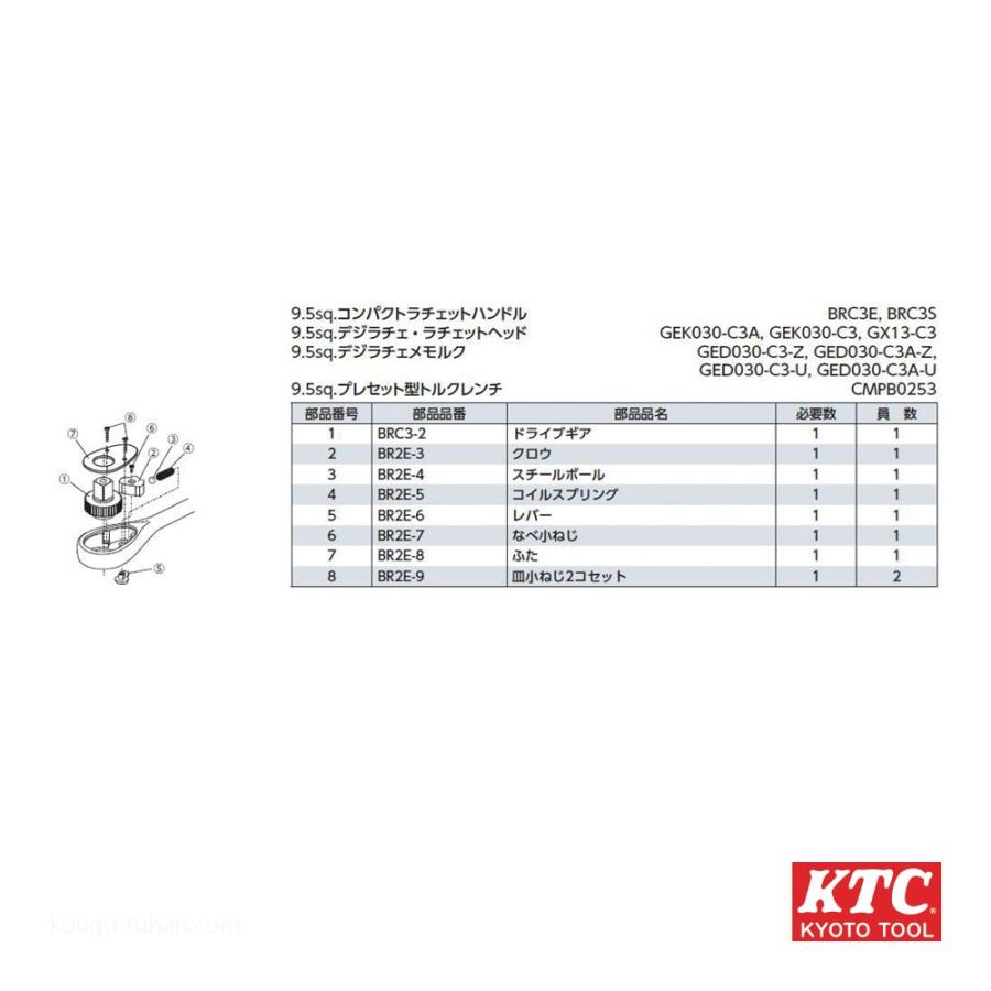 KTC BRC3S (9.5SQ)コンパクトショートラチェット｜kougu-tuhan｜02