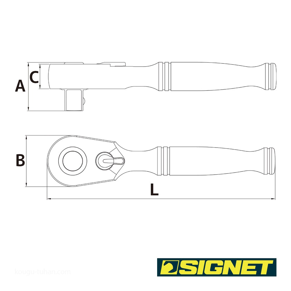 SIGNET 12566 3/8DR 60ギア ラチェットハンドル ショート｜kougu-tuhan｜02