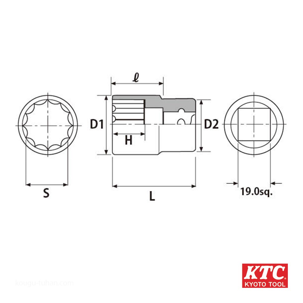 KTC B6-27W (19.0SQ)ソケット(十二角)