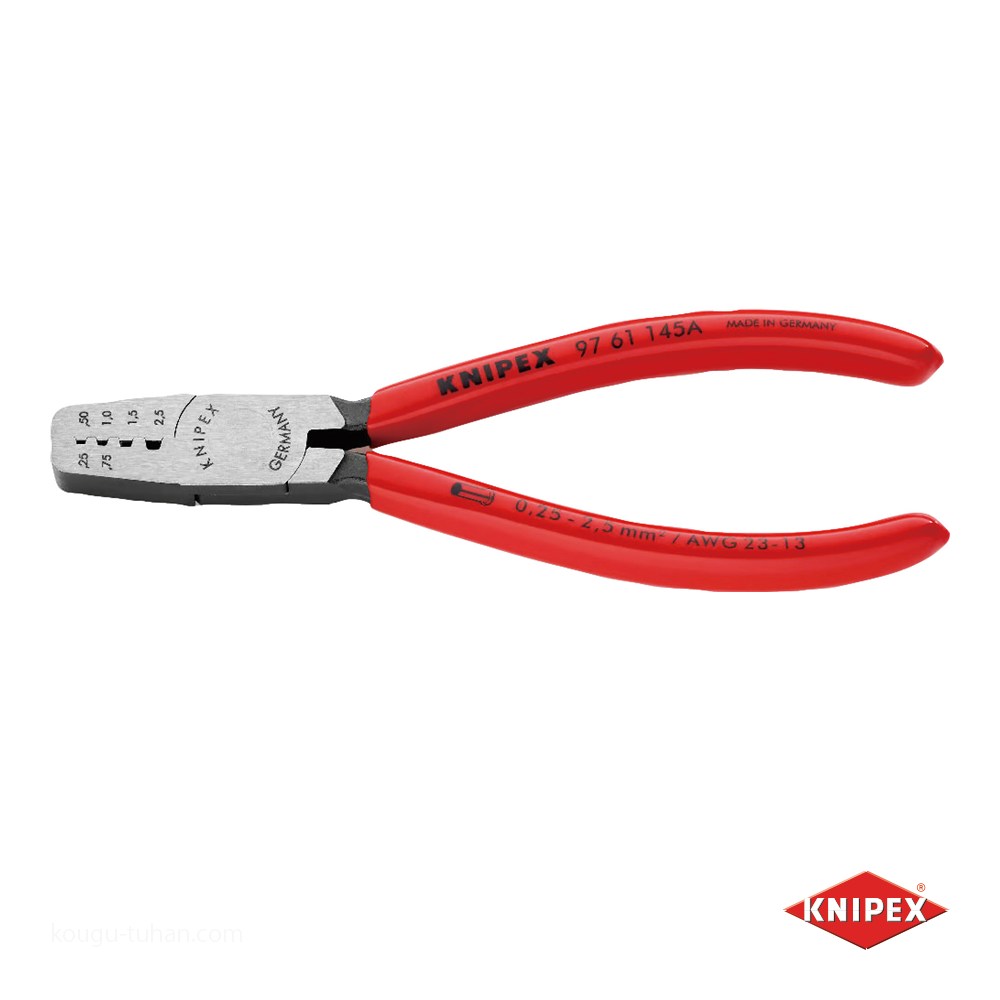 KNIPEX 9761-145A エンドスリーブ用圧着ペンチ : 工具通販 Yahoo!店
