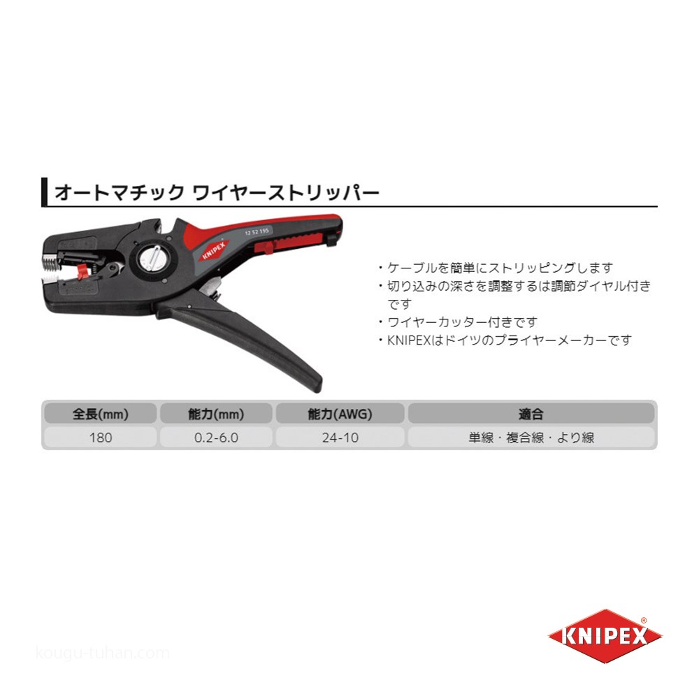 KNIPEX 1252-195SB ワイヤーストリッパー 