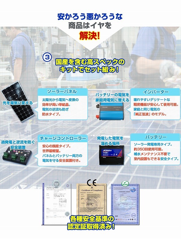 送料無料 ソーラー発電 セット 太陽光発電 セット ソーラーパネル 100w 家庭用 DIY チャージコントローラー バッテリー インバーター ケーブル 付 架台付き :10000101kadai:工具市場 ヤフー店 - 通販 - Yahoo!ショッピング