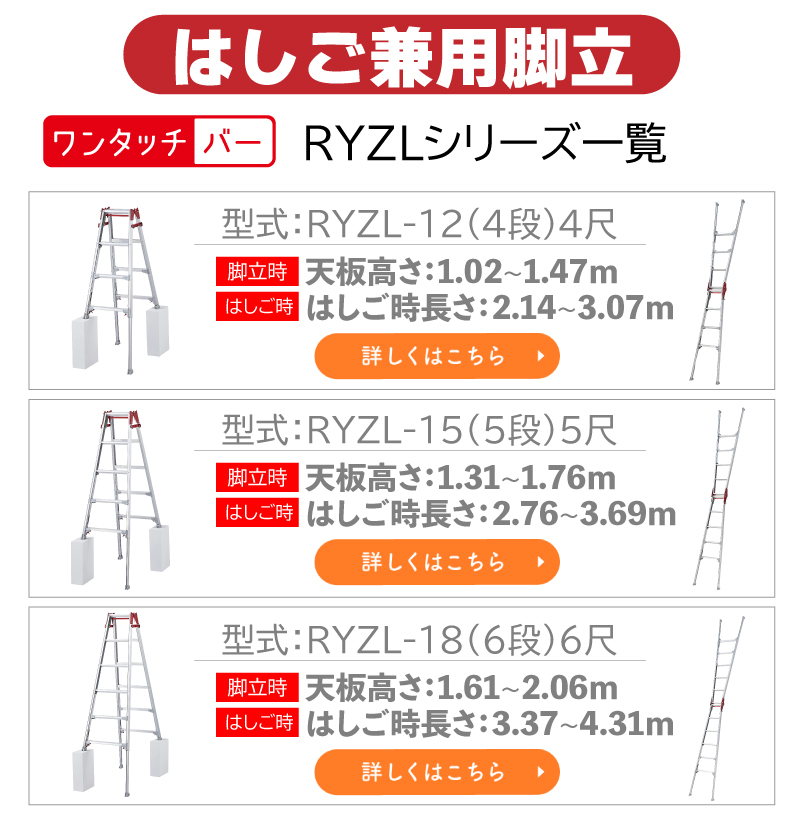 爆売り！】 長谷川工業 ハセガワ はしご兼用伸縮脚立 RYZL-18 (10202