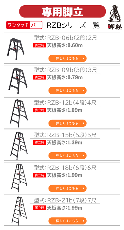 専用脚立 4段 4尺 RZB-12b 脚軽ブラック アルミ 黒い脚立 ハセガワ