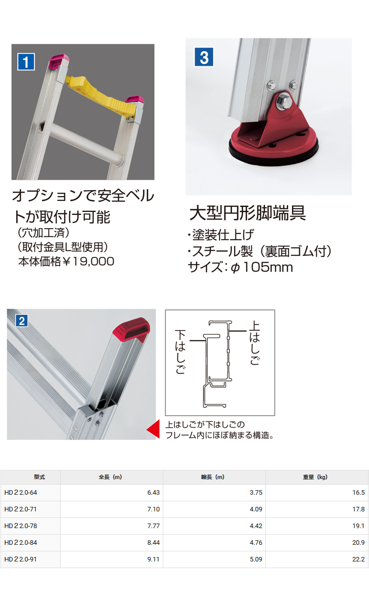 長谷川工業 ハセガワ 2連はしご HD2 2.0-84 (17269) DIY、工具
