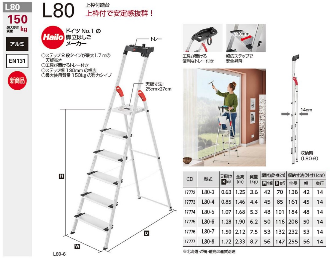 ポイント15倍】【直送品】 長谷川工業 ハセガワ 上枠付踏台 L80-6