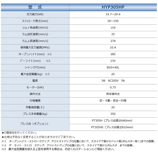 日本オートマチックマシン(JAM) 油圧プレス HYP305HP ハイスピードタイプ