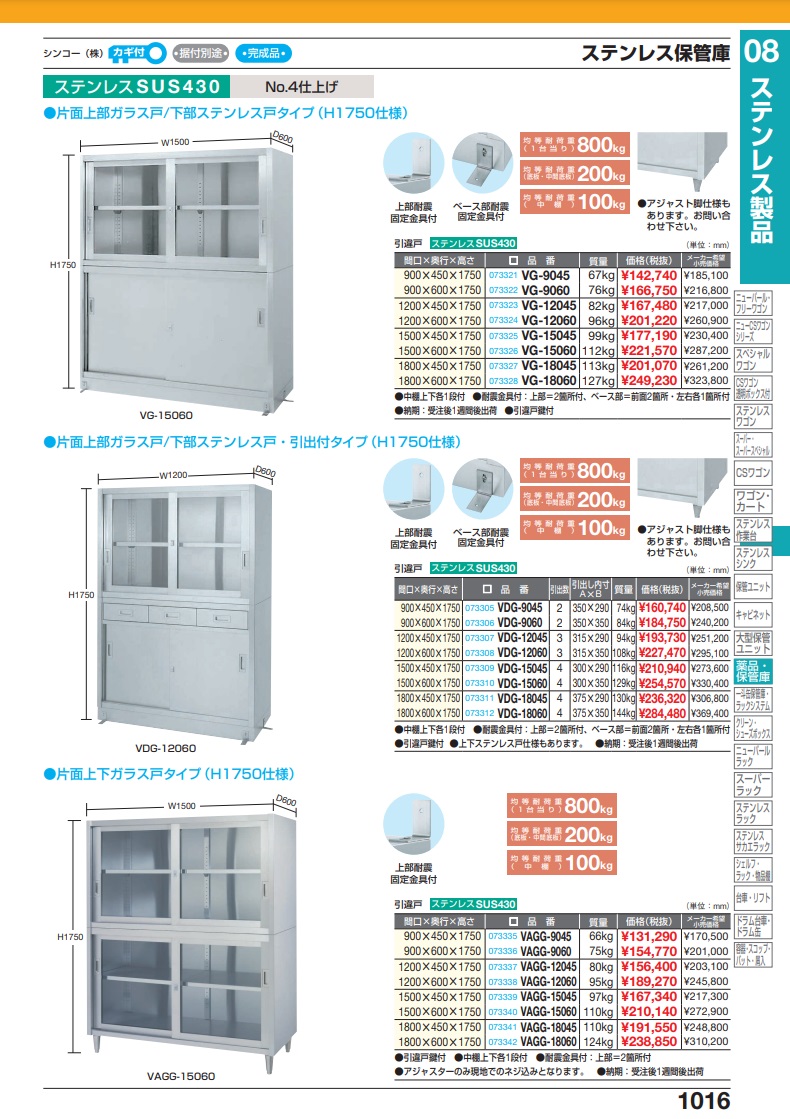 ポイント15倍】【直送品】 サカエ ステンレス保管庫 VAGG-12060