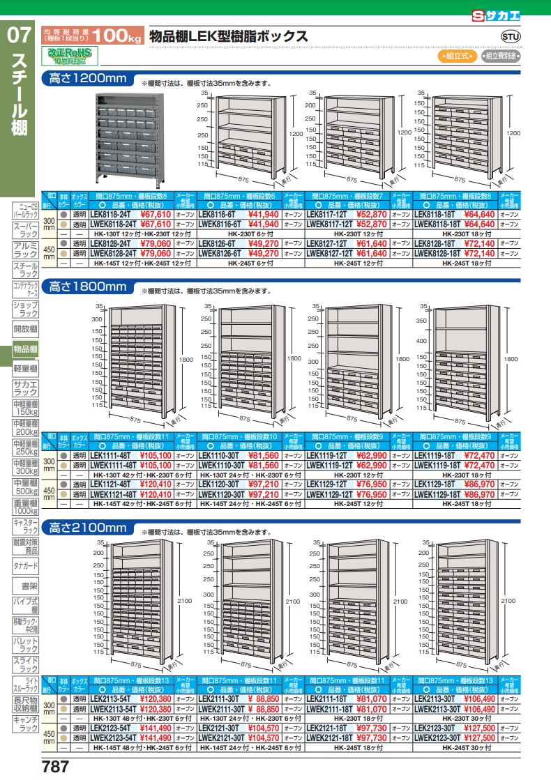 ポイント15倍】【直送品】 サカエ 物品棚ＬＥＫ型樹脂ボックス