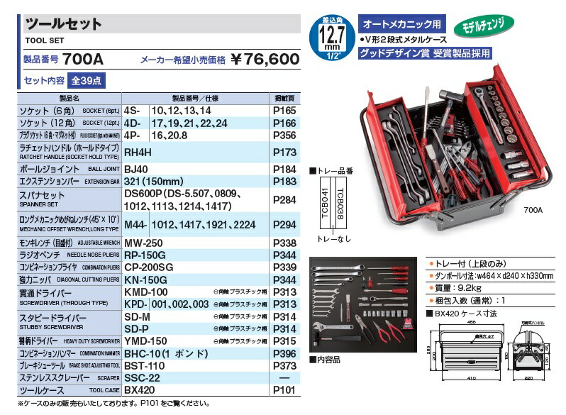 ポイント15倍】TONE (トネ) ツールセット 700A : tone-700a : 工具屋