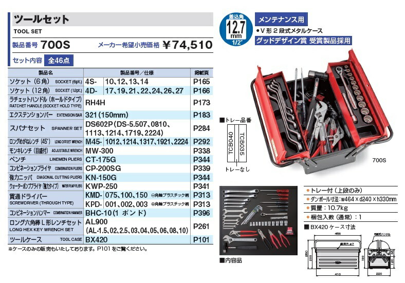 【ポイント15倍】TONE (トネ) ツールセット 700S｜kouguyasan｜02