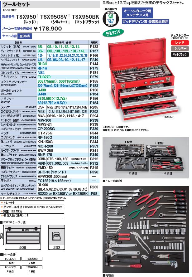 【直送品】 TONE (トネ) ツールセット TSX950BK (マットブラック)｜kouguyasan｜02