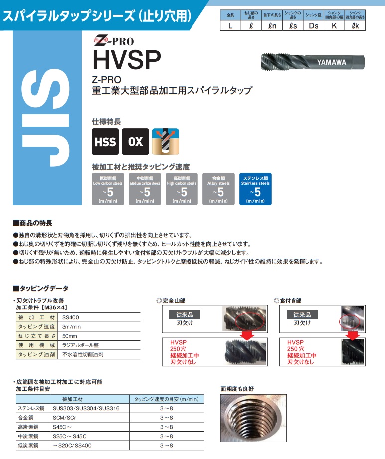 最適な材料 ヤマワ ハイブリッドバリュースパイラルタップ HVSP M48X5 P6 (SY048WUEEXJ) 《HVSPタップ Z-PRO》