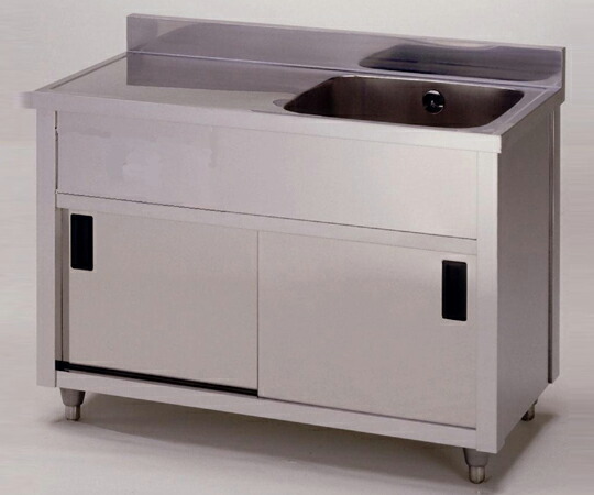 【ポイント15倍】【直送品】 アズワン 流し台(水切りキャビネットシンク・右水槽) APM1-1500H-R (1-8950-06) 《実験設備・保管》 【大型】