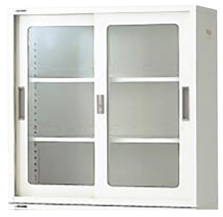 【ポイント15倍】【直送品】 アズワン 耐薬引違保管庫 ガラス戸 880×400×880mm N-90G・OW (3-035-17) 《実験設備・保管》 【大型】