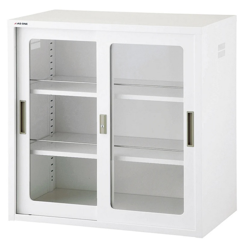 【ポイント15倍】【直送品】 アズワン 耐薬引違保管庫 ガラス戸 N-515G・OW (8-2060-01) 《実験設備・保管》 【大型】