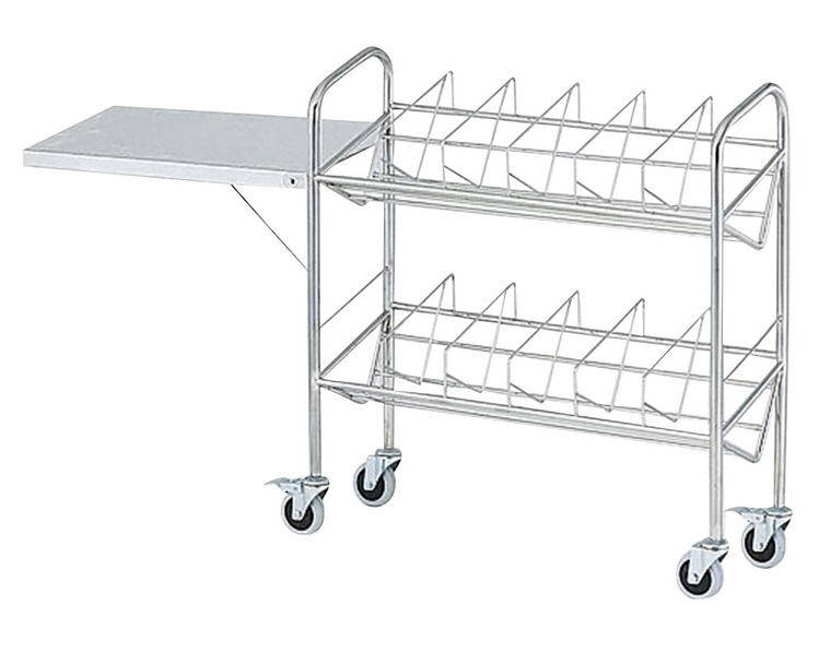 【ポイント15倍】【直送品】 アズワン カルテワゴン(パイプタイプ) 970×318×1010mm 補助板付 60P-S (8-7485-03) 《実験設備・保管》