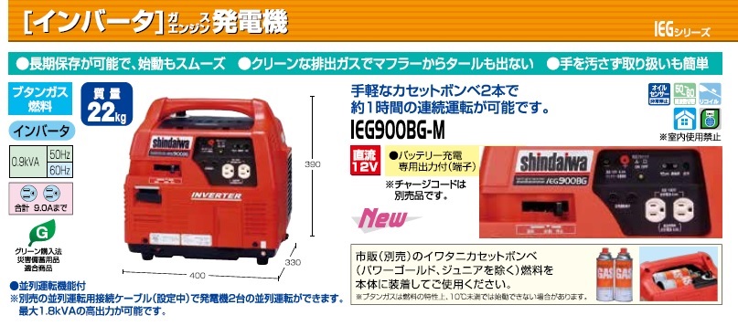 ポイント15倍】【直送品】 やまびこ 新ダイワ インバータ発電機(ガス