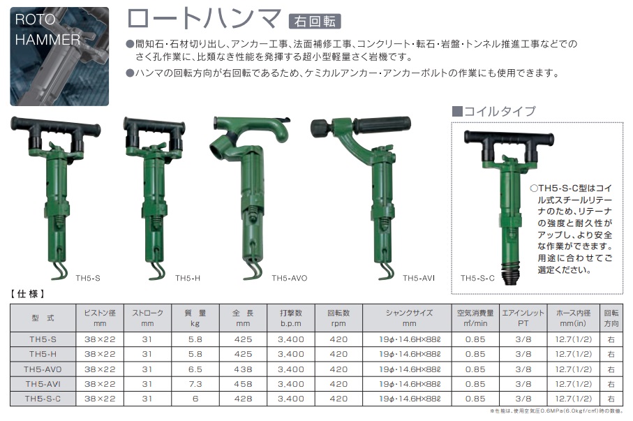 直送品】 TOKU (東空販売) ロートハンマ 防振タイプ TH5-AVO :k-toku