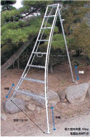 【ポイント15倍】【直送品】 ハラックス アルステップ 造園プロ用3本伸縮タイプ AMP-8 ピン式3本伸縮タイプ 【特大・送料別】