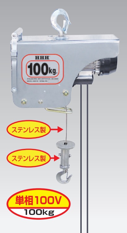 【ポイント15倍】【直送品】 スリーエッチ H.H.H 電気ホイスト HHH100 :hhh hhh100:工具屋さん