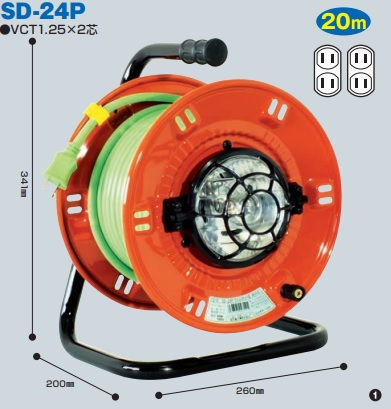 【ポイント15倍】日動工業 でんぴかリール SD 24P :nchd sd 24p:工具屋さん