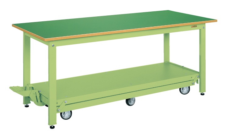 【ポイント15倍】【直送品】 サカエ 軽量作業台KKタイプ(ペダル昇降移動式・6輪車) KK-187Q6F (035862) 【大型】