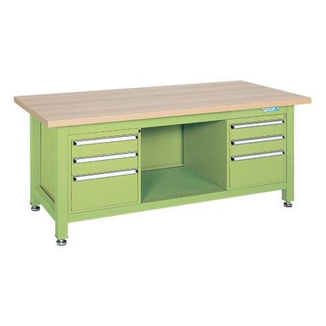 【直送品】 サカエ 超重量作業台Wタイプ(キャビネットW-3N×2個付) WM-83F3B (032747) 【大型】
