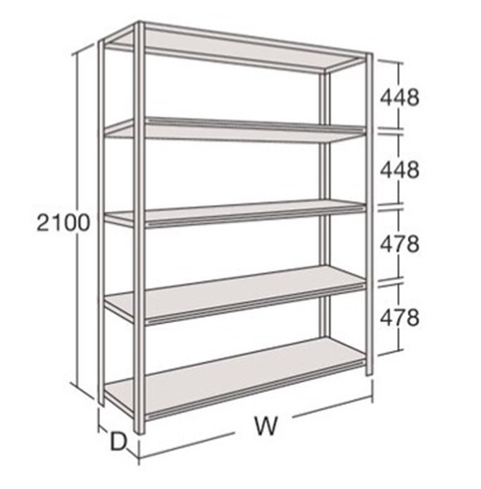 サカエ 63型軽量棚 A型オープン棚 63Y5AL-Z269 (170737)