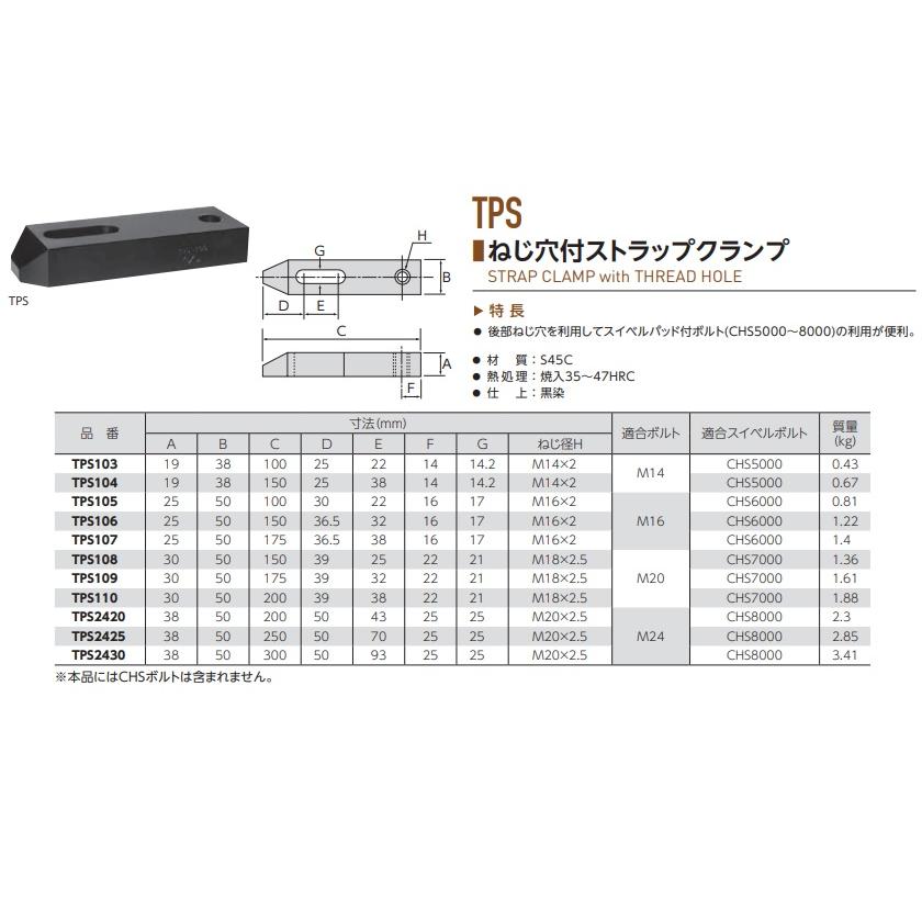 【直送品】 スーパーツール ねじ穴付ストラップクランプ TPS2425｜kouguyasan｜02